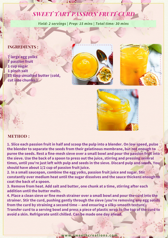 SWEET TART PASSION FRUIT CURD RECIPE
