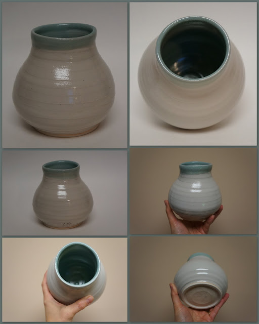 Ceramic vase in Celadon and Clear glazes, by Lily L.