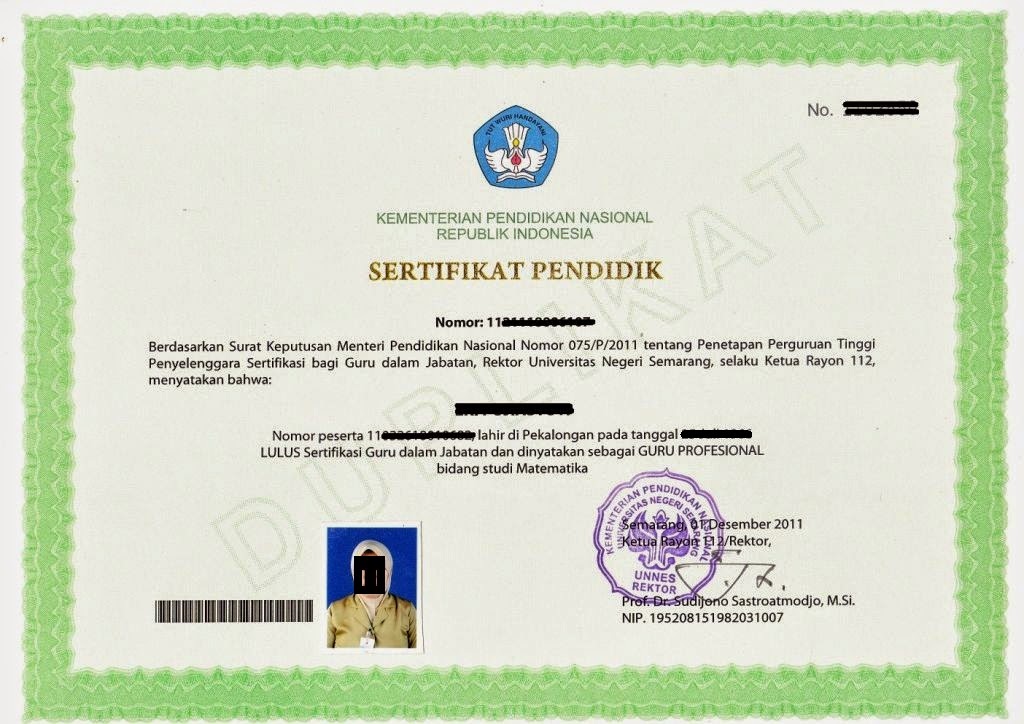 Contoh Nomor Sertifikasi Guru Dunia Sosial