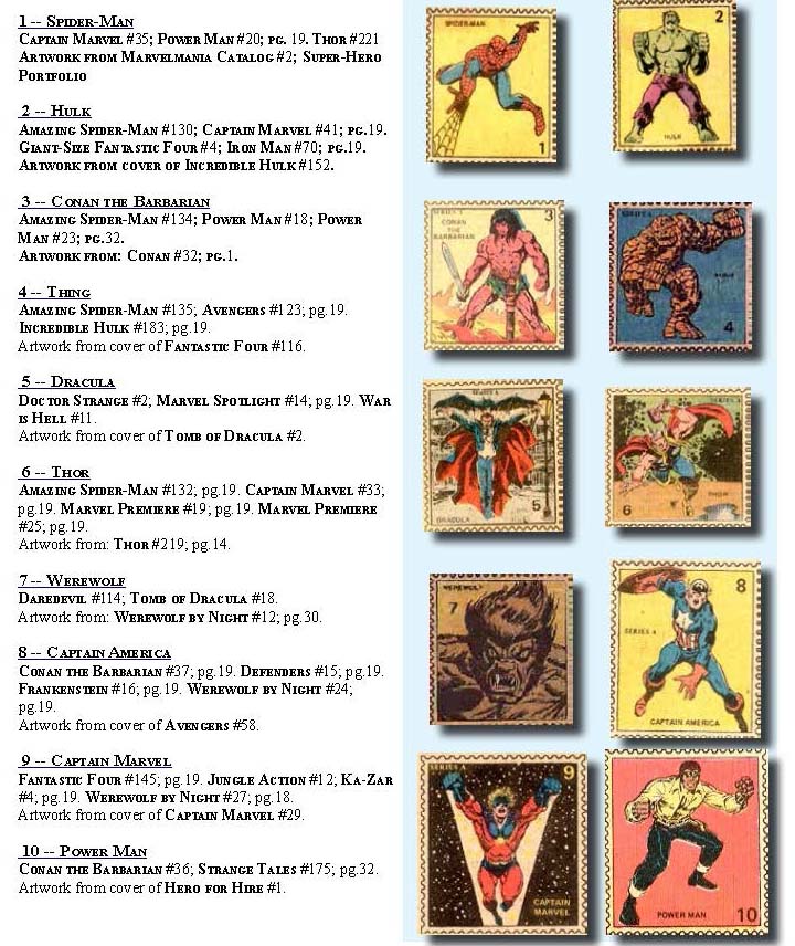 Barry's Pearls of Comic Book Wisdom Marvel Value Stamps 1974