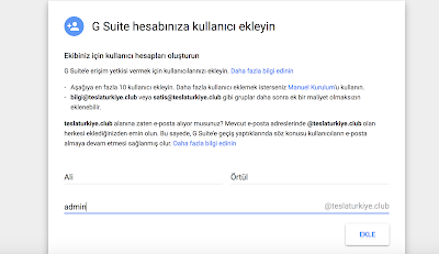 G Suite hesabınıza kullanıcı ekleyin