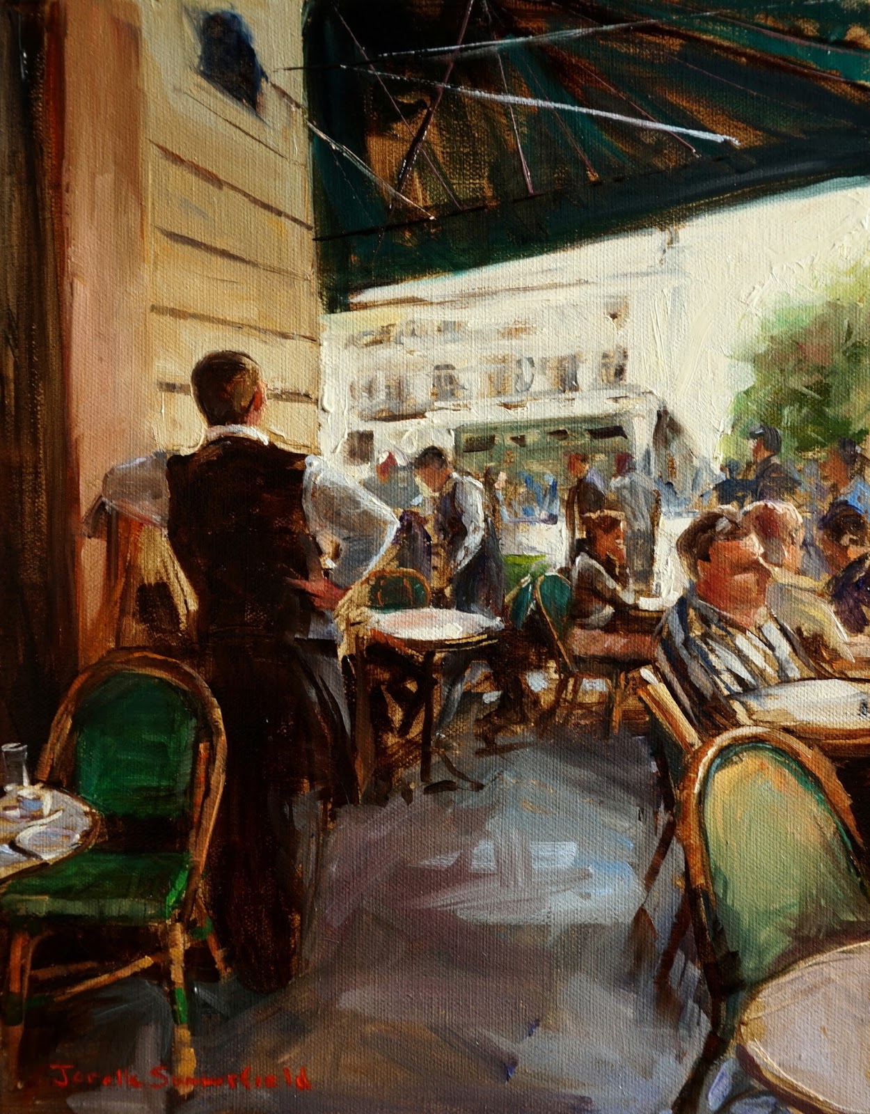 Jonelle Summerfield Oil Paintings Sidewalk Cafe in Paris