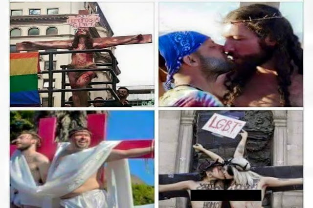 gay pride participants mock Jesus