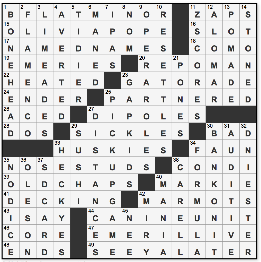 L A Times Crossword Corner Saay January 19 2019 Ryan