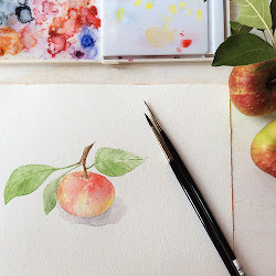 apple story painting watercolor