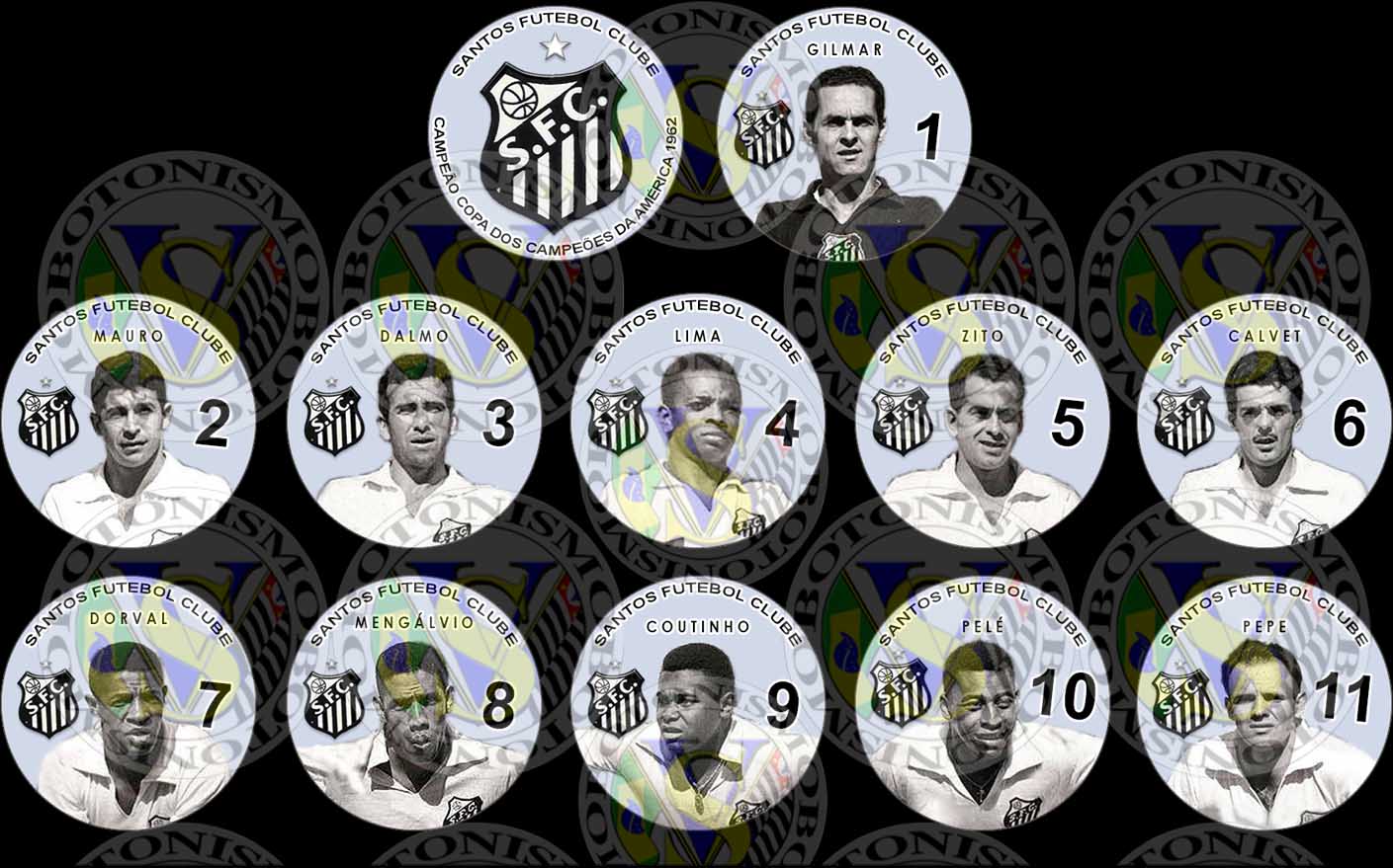 Jogo_de_Botão Santos FC SP/1962 Modelo Stadium Campeão Copa dos