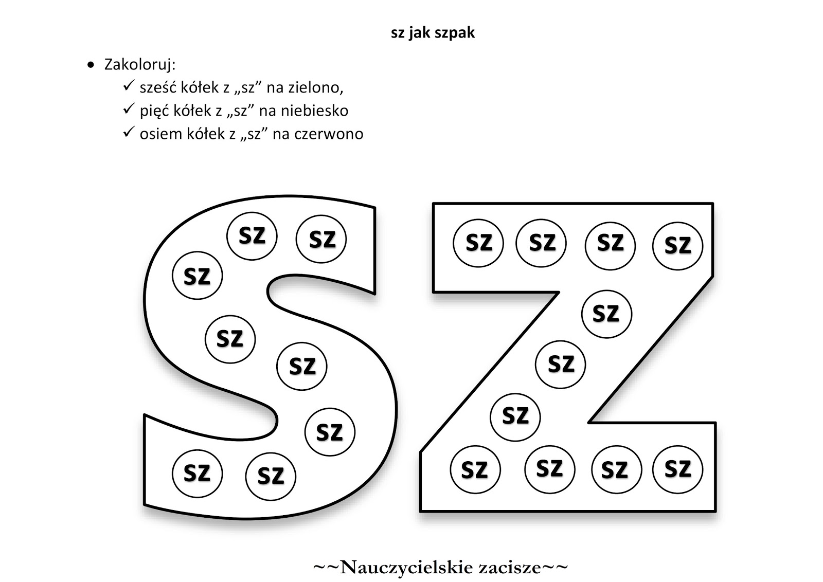 Głoska Sz Karty Pracy Do Wydruku
