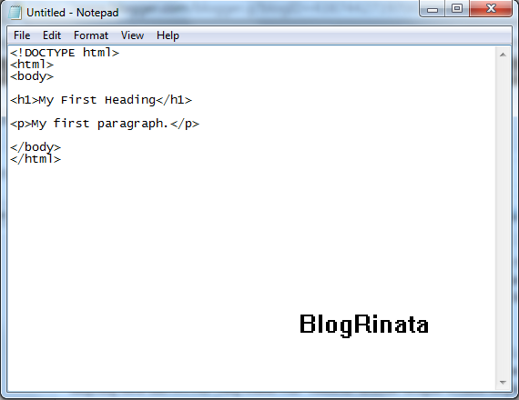 Mengedit HTML dengan Program Notepad - Belajar HTML - Blog Rinata