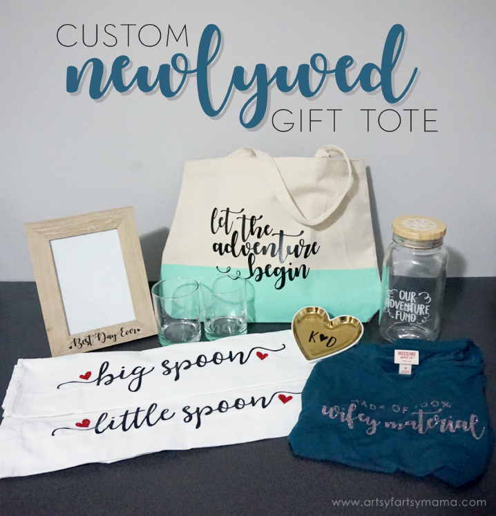 Create multiple gifts and combine them into one in a Custom Newlywed Gift Tote