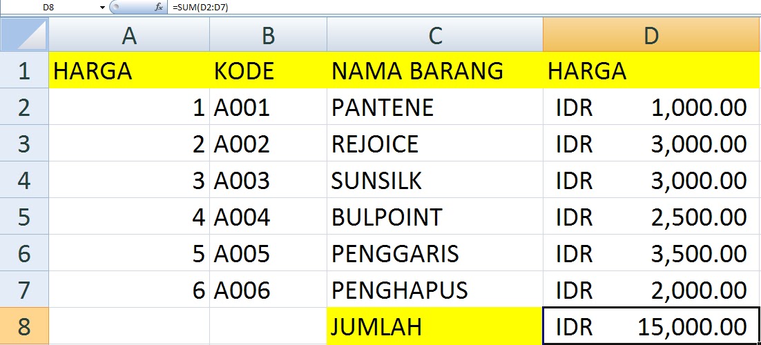 TRIK INTERNET: Fungsi rumus excel SUM
