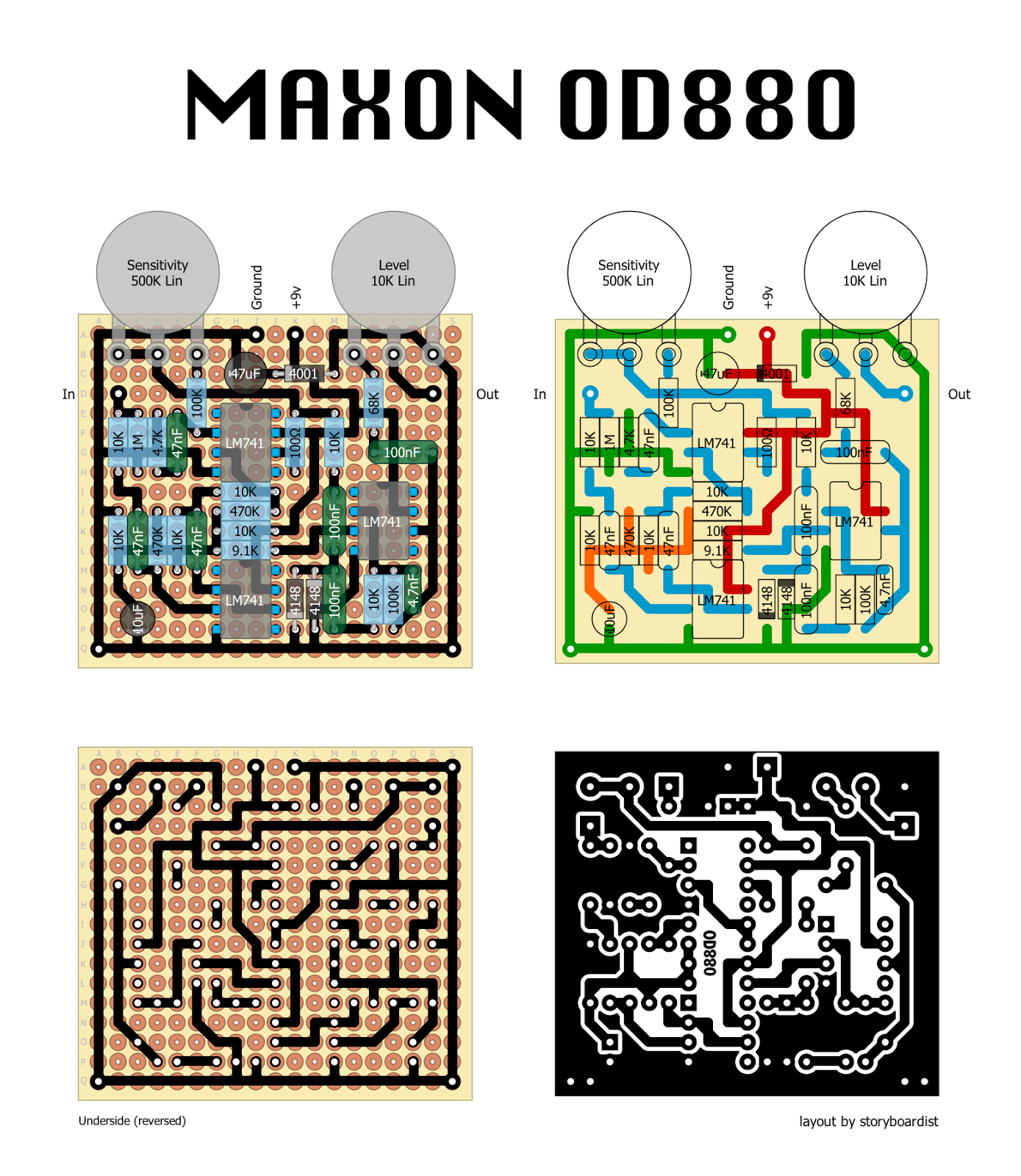 Perf and PCB Effects Layouts: Maxon OD880 Soft Distortion Overdrive