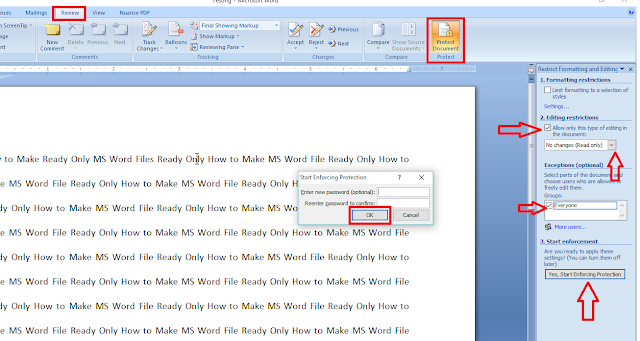 How to Make Ready Only MS Word Files,Protect your files from editing,make read only files,give password to read only,how to document file read only,no edit,no copy,no paste,no change,ready only files,how to protect doc files,how to give password,word file read only,how to protect word files,excel file,Protect Document,document protection,restrict document,restrict file,make ready only files,Start Enforcing Protection,pdf file,how to protect files