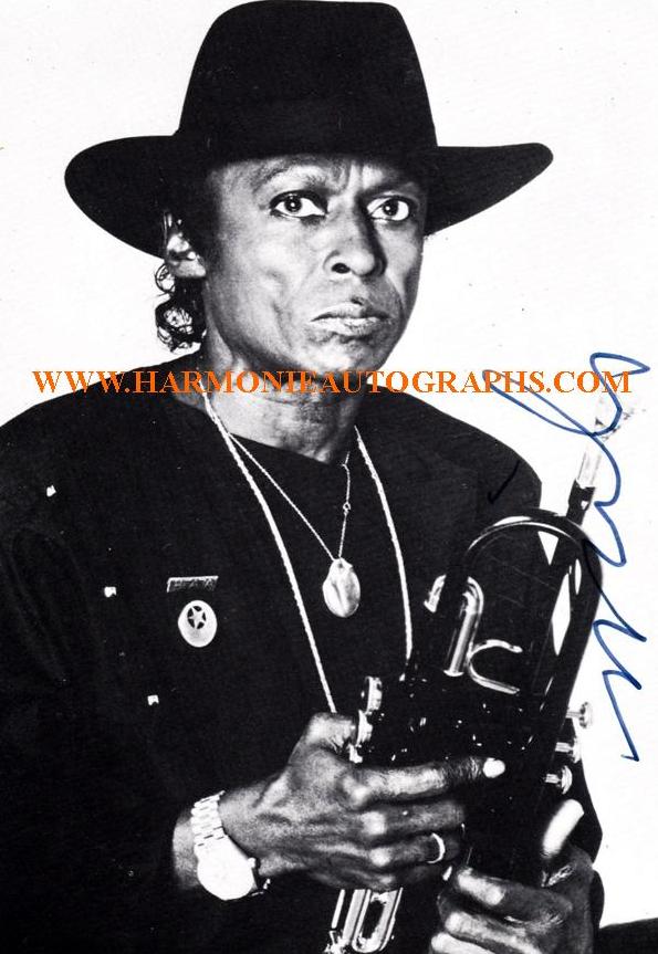 An authentic autographed photograph of Miles Davis