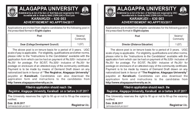 Alagappa University Dean, Director Question Papers