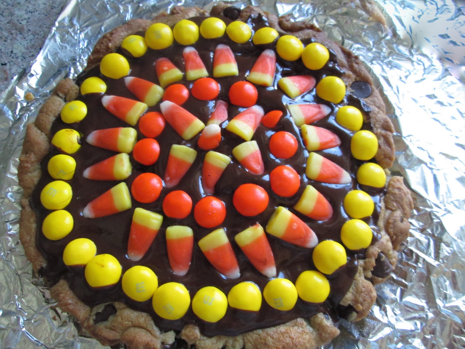 roommom27 Big Chocolate Chip Cookies Decorated with Candy Corn and m&m's