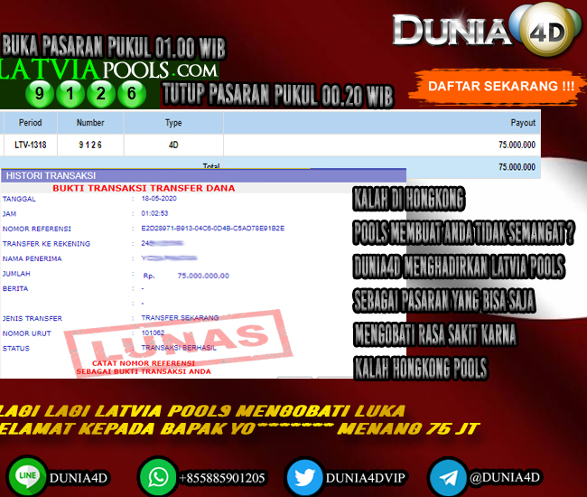 LATVIA POOLS kembali memberi kebahagian kepada orang-orang yang kecewa karena kalah di Hongkong Pools