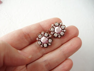 pink earrings, crystal jewelry, stud earrings, post earrings, pink crystal stud earrings