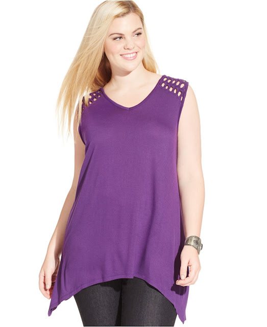 Model Handkerchief Hem Tank Top Wanita Gemuk Warna Biru Model Handkerchief Hem Tank Top Wanita Gemuk Warna Biru