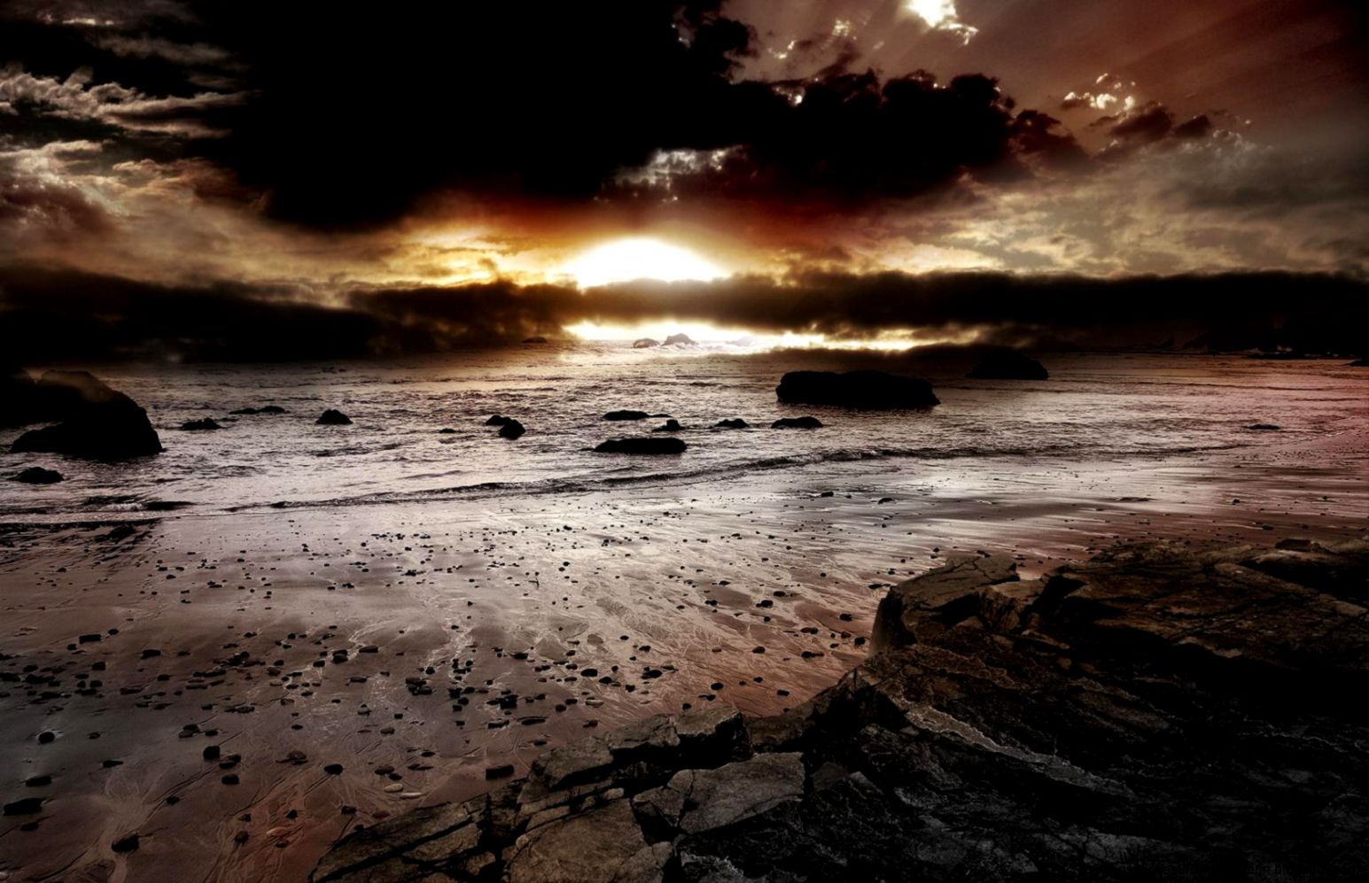 Dark sunset Nature Lakes