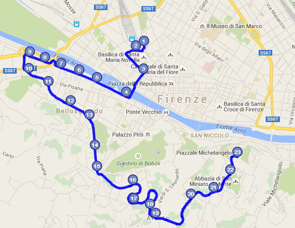 ruta del bus 12 de Florencia