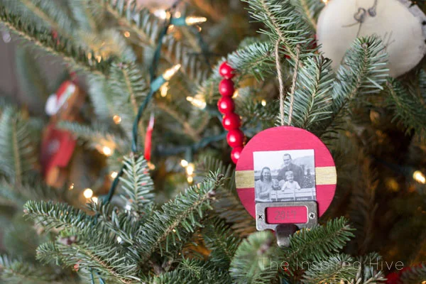 DIY Wooden Ornaments with label holders. Great for baby's first Christmas or other important events!