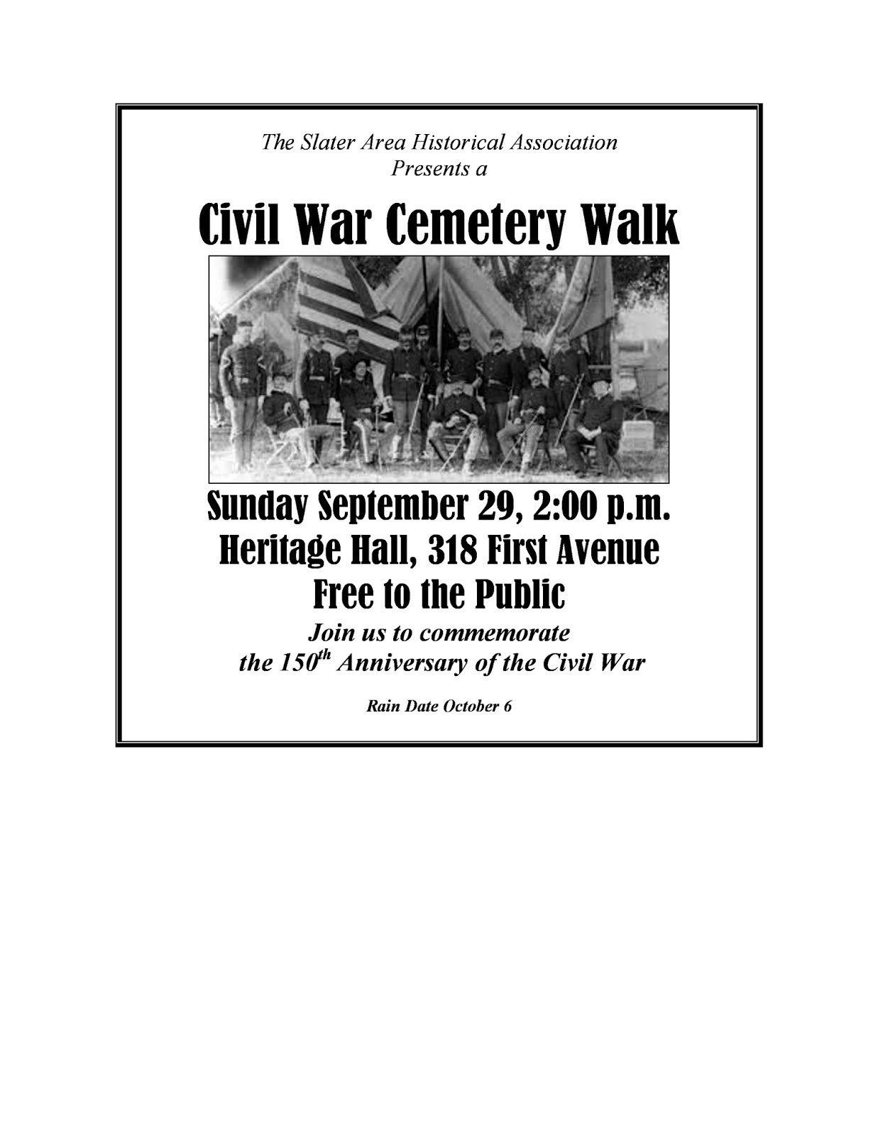 Story County Historical Alliance Slater Civil War Cemetery Walk