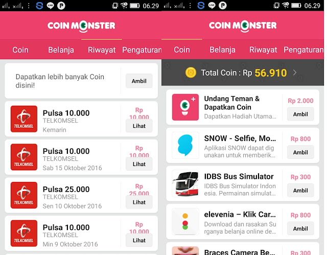 aplikasi pulsa gratis coin monster