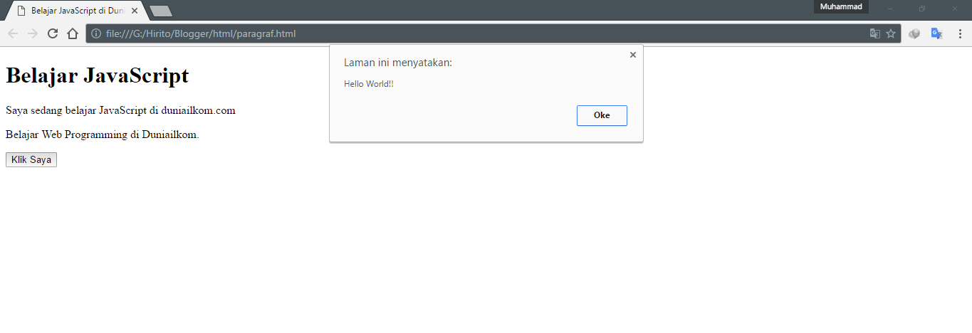 Belajar Javascript: 3. Cara Memasukkan Kode Javascript ke dalam HTML ...