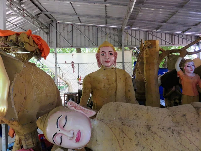 Buddha statues at Wat Damnak in Siem Reap Cambodia