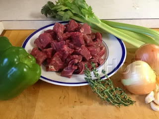 stew, ingredients, recipe, beef, potatoes, onion, bell pepper