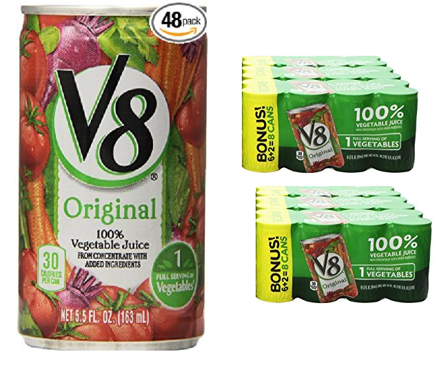 48 Cans of 5.5oz V8 100% Vegetable Juice $10.73 (Reg $25) + Free ...