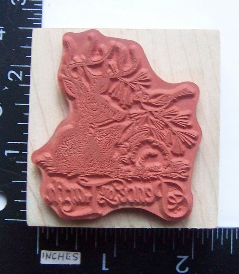 Rubber Stamps For Sale PSX Peace On Earth Animals Deer Bunny Rabbit