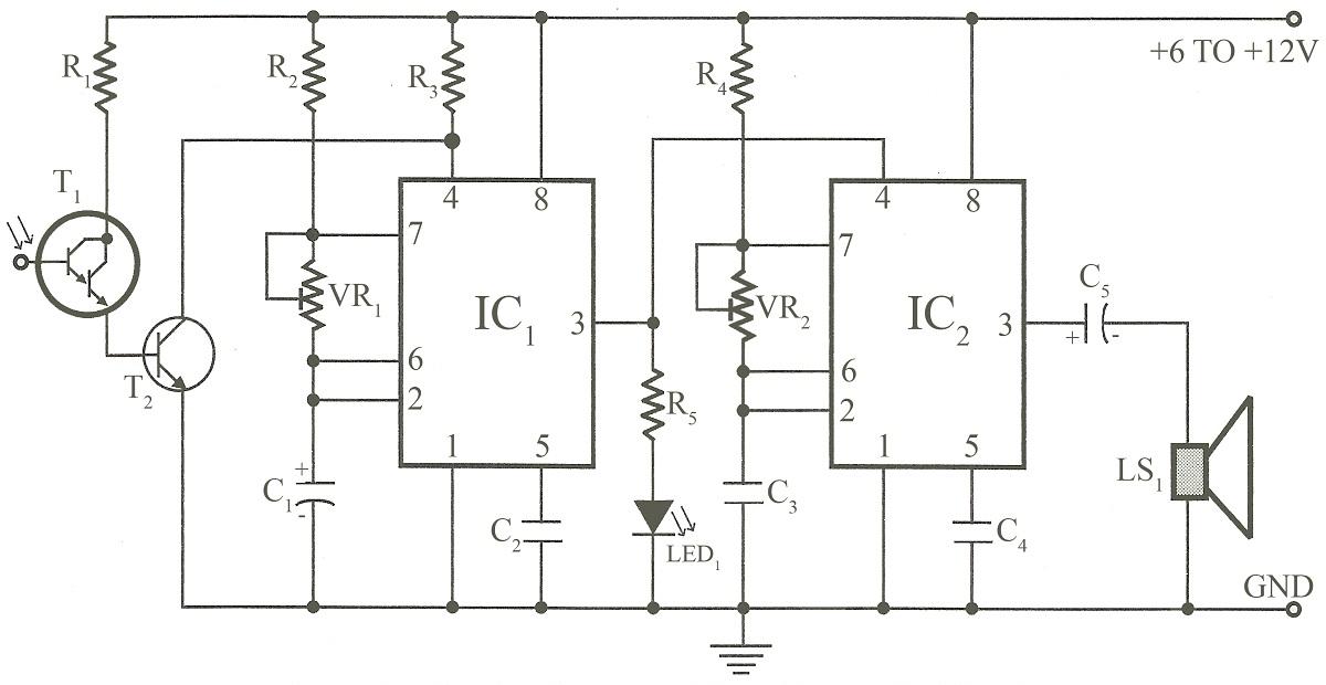 Simple Sensitive Optical Burglar Alarm Circuit Diagram