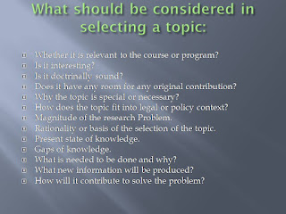 legal writing: Selection of a Research Topic