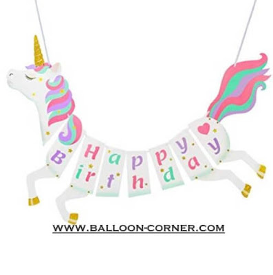 Bunting Banner HAPPY BIRTHDAY Motif Unicorn