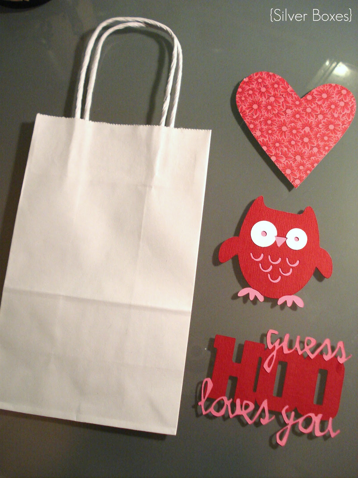 Silver Boxes: "Guess Hoo Loves You" Valentine Bag & Card