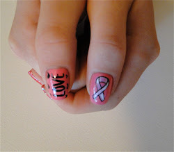 breast cancer ribbon nail awareness painted word