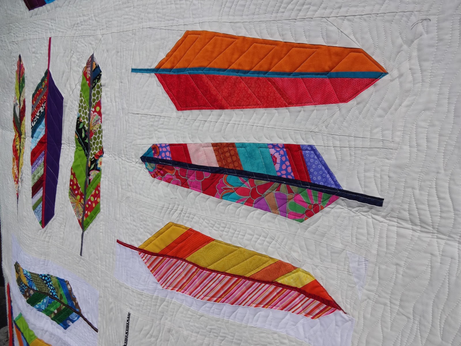 Becca's Crazy Projects Modern Feathers the finished quilt.
