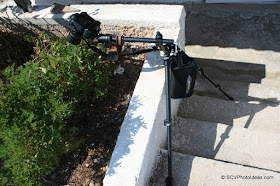 Benro A-298EX on steps w/ center column angled - balance weight detail