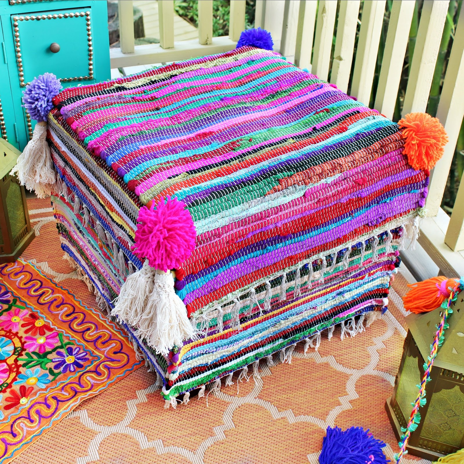 Mark Montano NoSew Rag Rug Ottoman Makeover