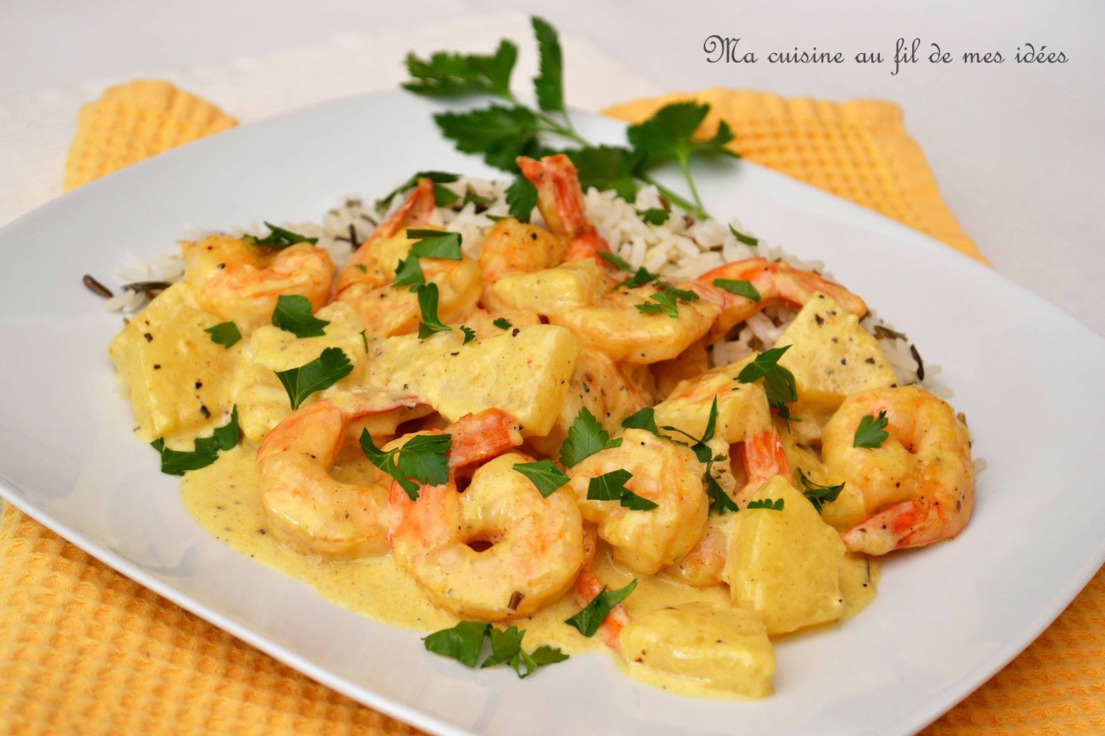 Ma cuisine au fil de mes idées... Scampis et ananas sauce curry et