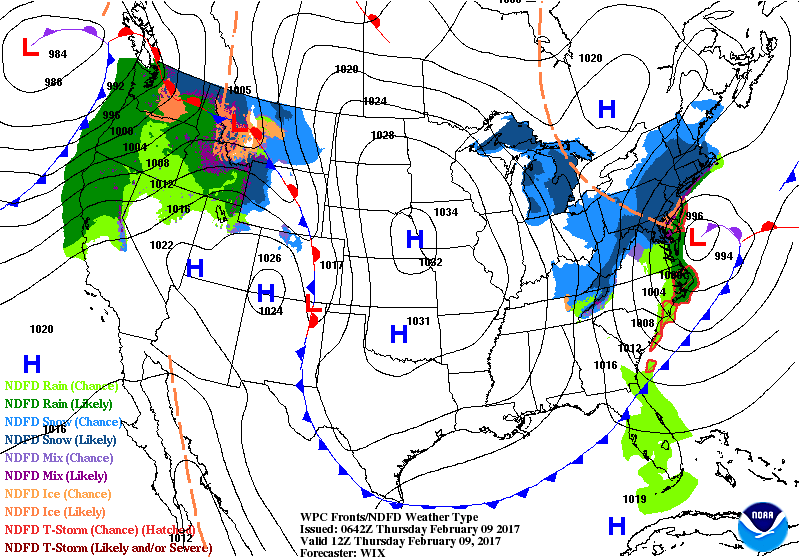 Surface Map for 7am on Thursday Feb 9th Surface Map for 7am on Thursday Feb 9th