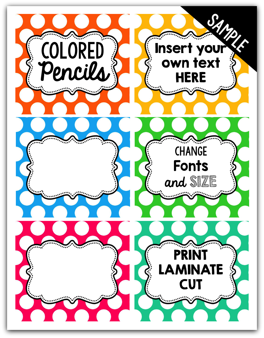 Editable Polka Dot Labels  Editable Polka Dot Labels