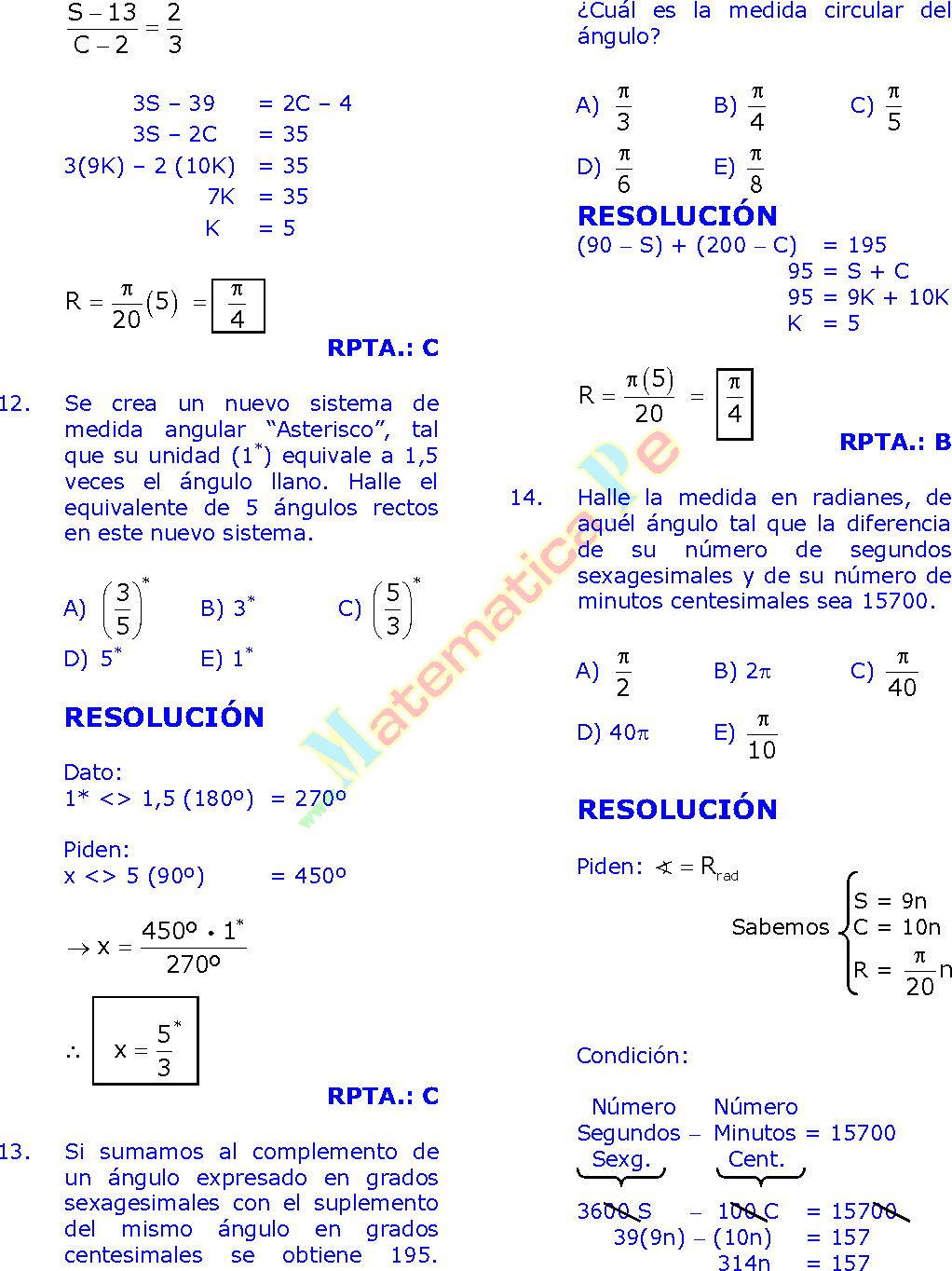 Angulo Trigonometrico Y Sistemas De Medidas Angulares Conversion Sexagesimal Centesimal Y Radial Ejercicios Resueltos De Trigonometria Preuniversitaria En Pdf