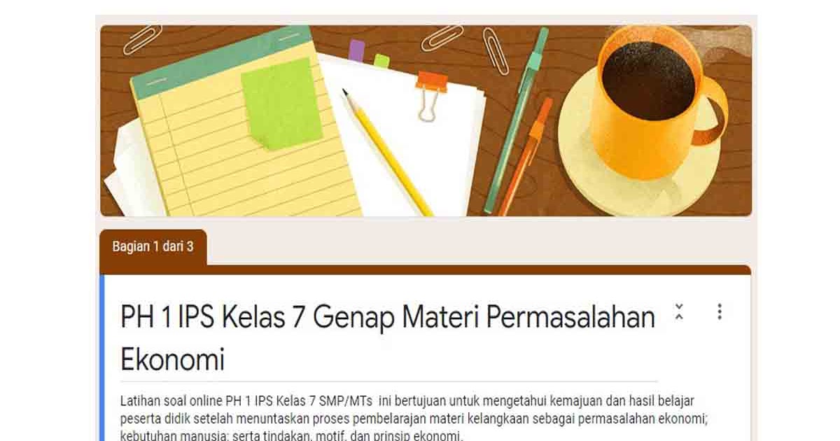 Soal Online Ph 1 Ips Kelas 7 Genap Materi Permasalahan Ekonomi