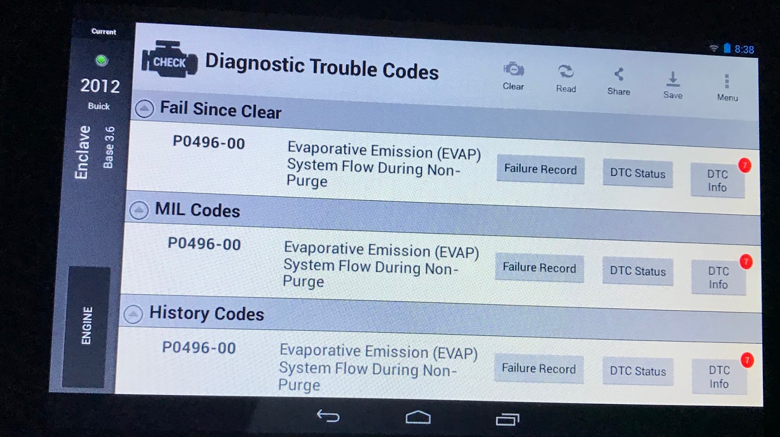 Evaporative Emission System P0496