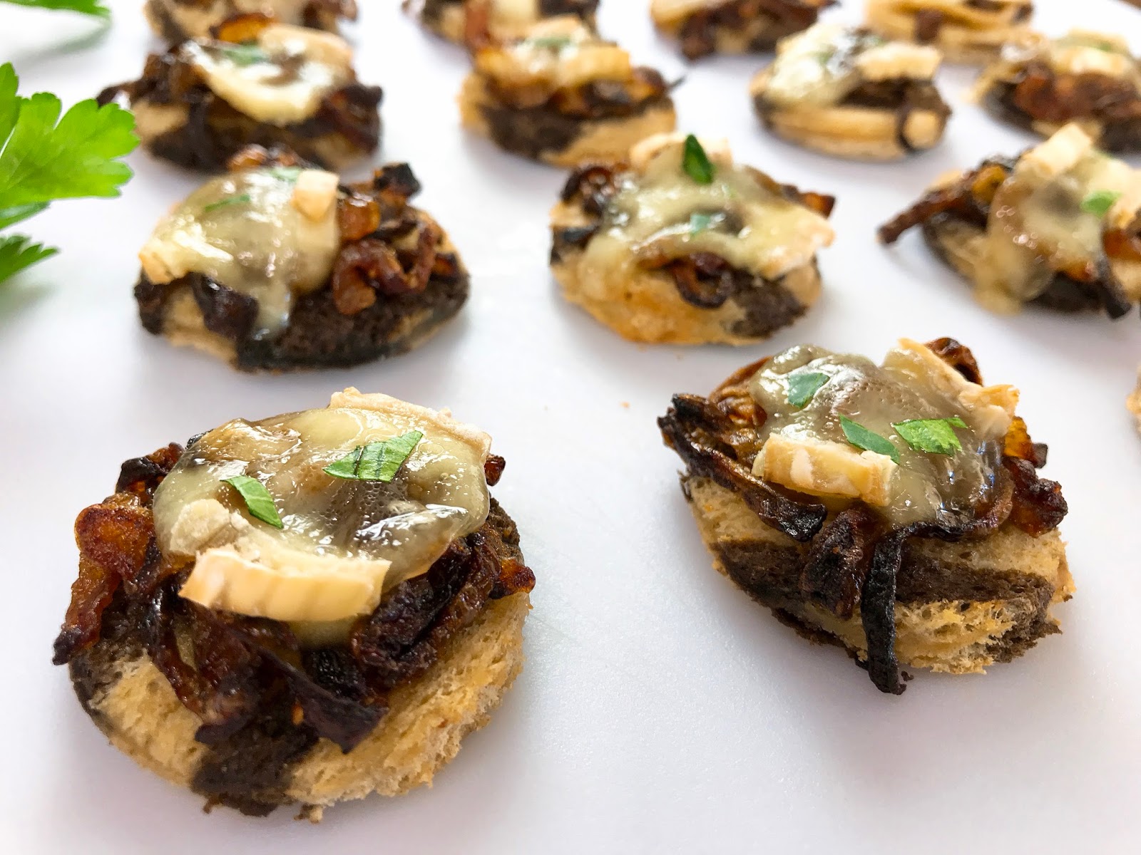 Caramelized Onion Toasts with Brie
