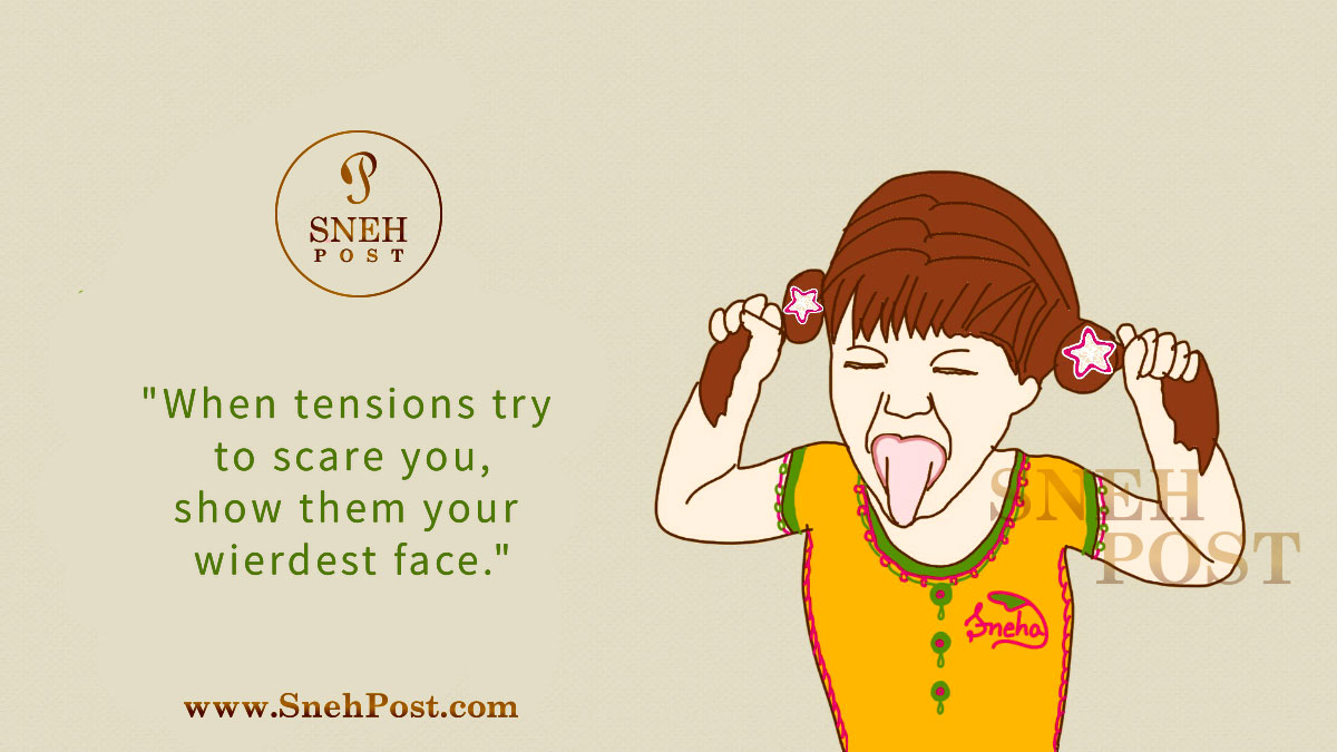 Fun ways to relieve stress: meet kinky freers with teasing face expression giving crazy girl’s cartoon by Sneha