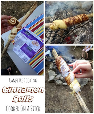 campfire cinnamon rolls camping snacks, cub scout snacks, scout den meeting snack, kid friendly snacks