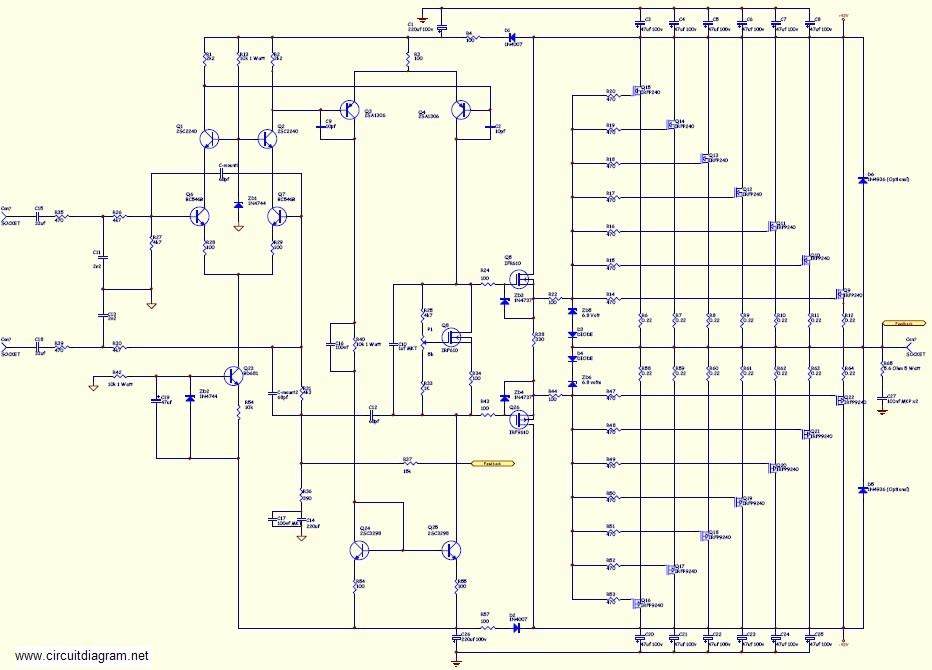 800W high power amplifier using MOSFET - Electronic Circuit